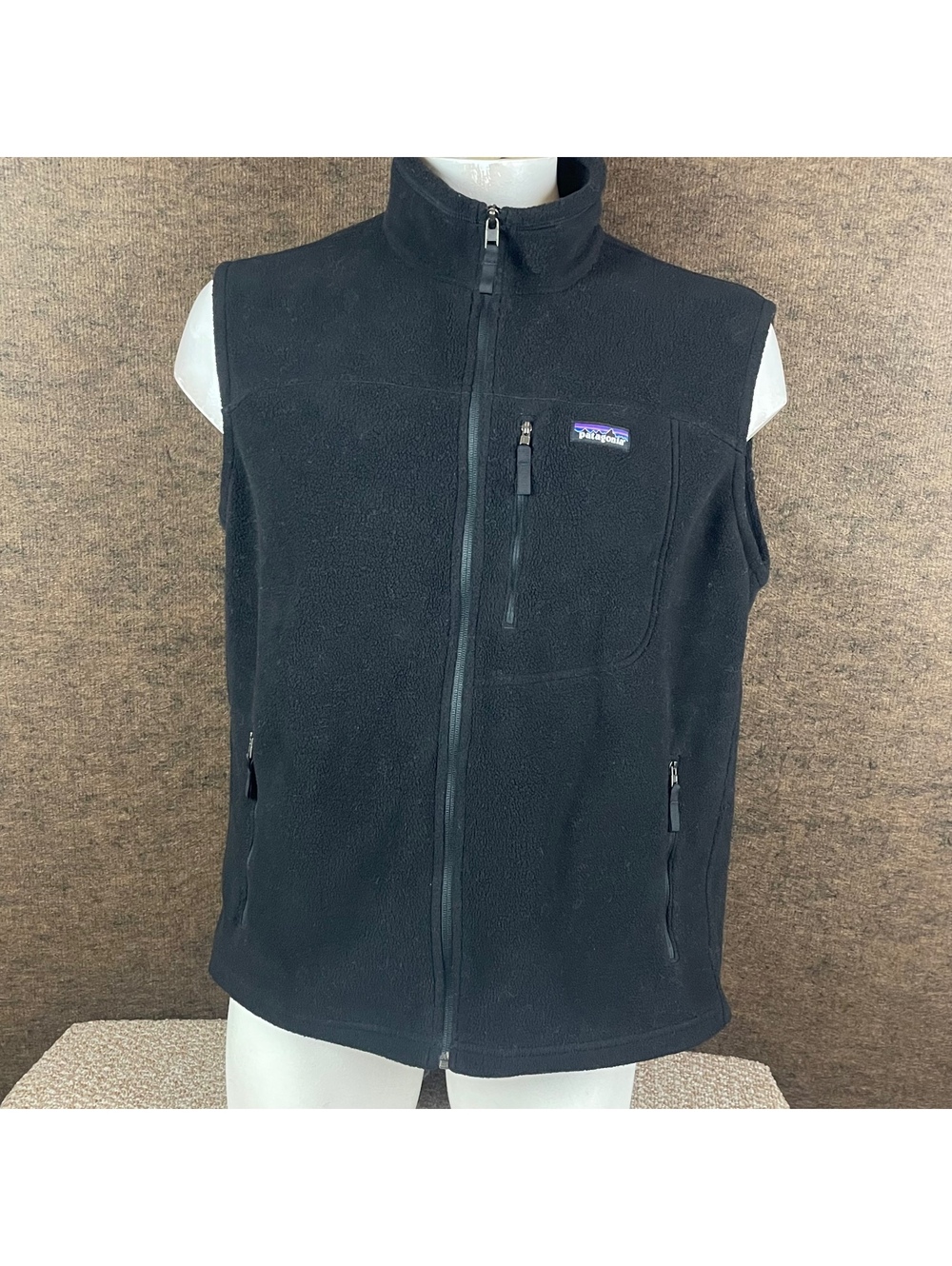 Patagonia Synchilla Vest Men’s XL Black Fleece Full Zip Jacket Gorp Hiking r3